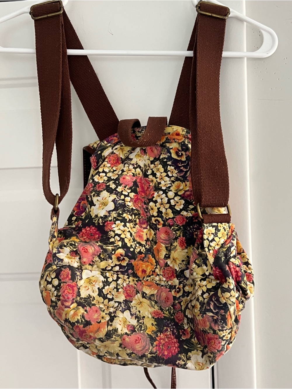 Disney Vintage Floral Canvas Backpack - Black, Yellow, Pink, Orange, Brown - Picture 3 of 4